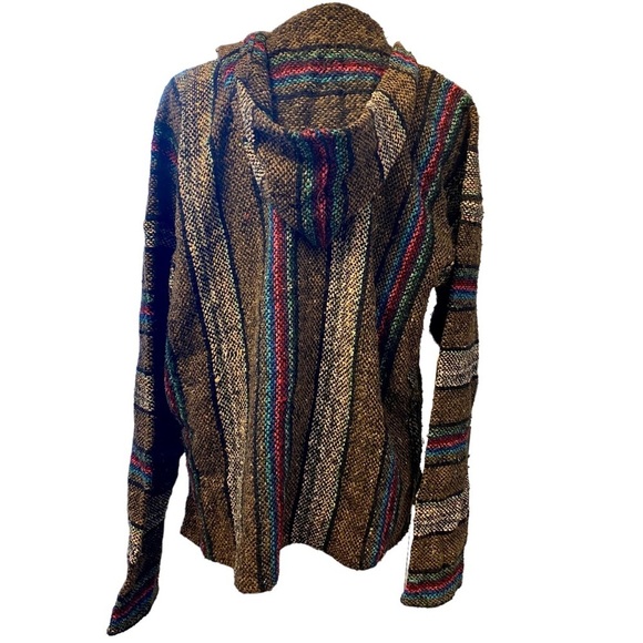 Vintage 1990s Centro Cobijero De Mexico Rasta Blanket Knit Hoodie‎ - Picture 2 of 10